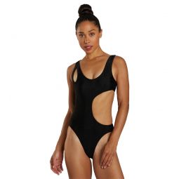 Nike Womens Block Texture Cut-Out One Piece Swimsuit