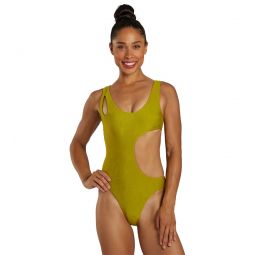 Nike Womens Block Texture Cut-Out One Piece Swimsuit