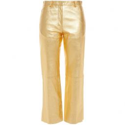 Metallic leather kick-flare pants