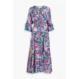 Boris tiered floral-print sateen midi dress