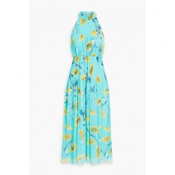 Lupin floral-print plisse-chiffon midi dress