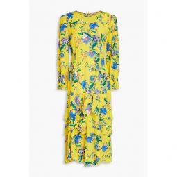 Fairfax ruffled floral-print crepe de chine midi dress