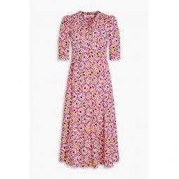 Melissa printed stretch-cotton poplin midi dress