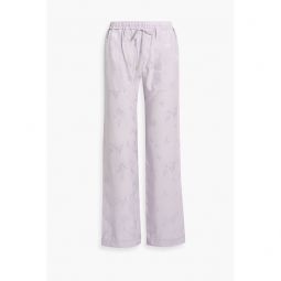 Satin-jacquard straight-leg pants