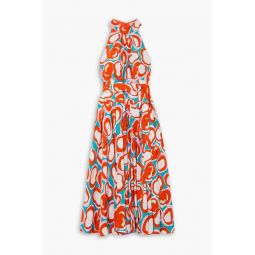Nicola belted printed crepe midi dress