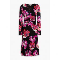 Hildy ruched floral-print stretch-mesh dress