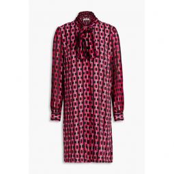 Prue pussy-bow printed crepe dress