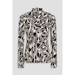 Doha ruched printed Lyocell and wool-blend jersey turtleneck top