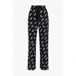 Veronica printed crepe de chine straight-leg pants