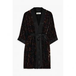 Julane satin-trimmed leopard-print velvet robe