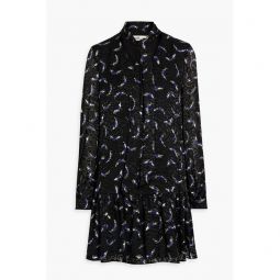 Akila tie-neck printed fil coupe mini dress