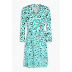 Irina printed silk-jersey and crepe mini wrap dress
