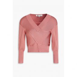 Cropped ribbed-knit sweater