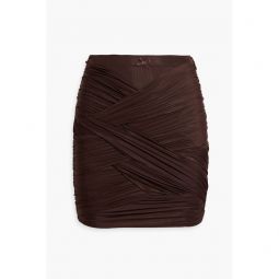 Ruched stretch-jersey mini skirt