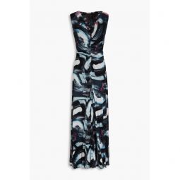 Solveigh reversible printed stretch-mesh maxi dress
