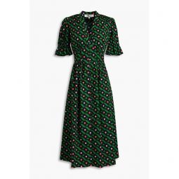 Erica printed stretch-cotton poplin midi dress