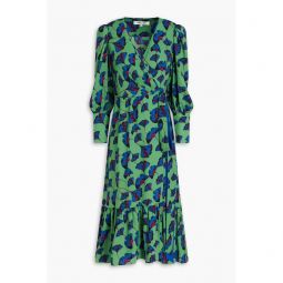 Blade gathered floral-print crepe midi wrap dress