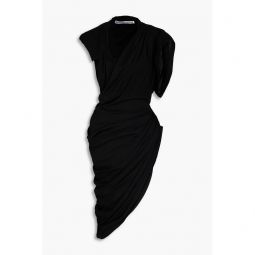 Asymmetric draped cotton-jersey dress