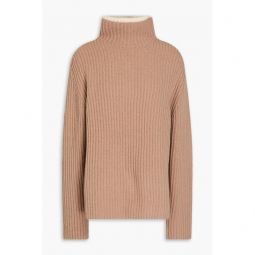 Ribbed wool-blend turtleneck sweater