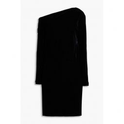 Asymmetric velvet mini dress