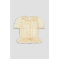 Sebastian ruffled polka-dot tulle blouse