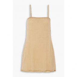 Crystal-embellished tulle mini dress