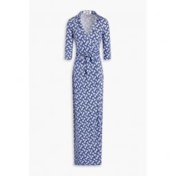 Abigail printed silk-jersey maxi wrap dress