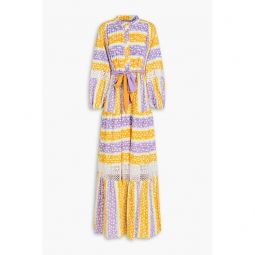 Tessa guipure lace-trimmed printed cotton-jacquard maxi dress