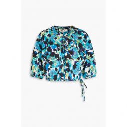 Dario cropped printed cotton-blend poplin top