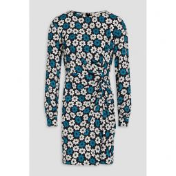 Coraline ruched floral-print crepe mini dress