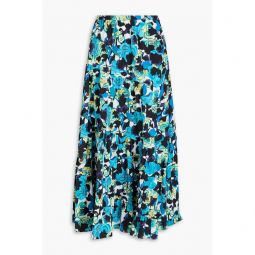 Venice printed cotton-blend poplin midi skirt