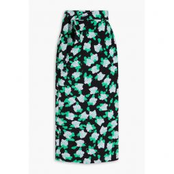 Elma floral-print cady midi wrap skirt