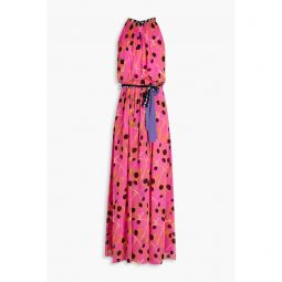 Miriam pleated printed chiffon maxi dress