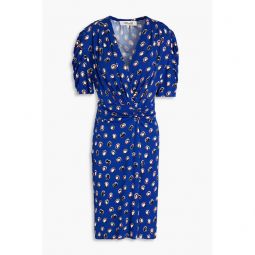 Duncan ruched printed jersey mini dress