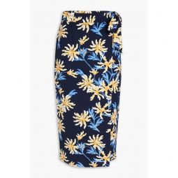 Elma floral-print cady midi wrap skirt