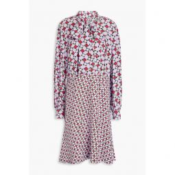 Alcina pussy-bow printed crepe dress