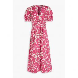 Heather twisted printed cotton-blend poplin midi dress