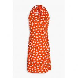Tawnia wrap-effect printed jersey halterneck mini dress
