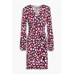 Wrap-effect printed jersey mini dress