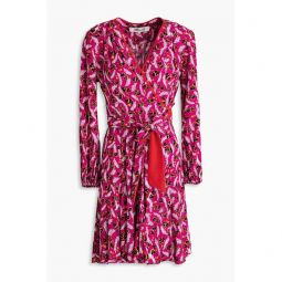 Linsey printed crepe mini wrap dress