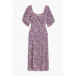 Asa twisted printed crepe midi dress