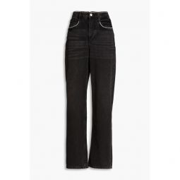 Crystal-embellished high-rise wide-leg jeans