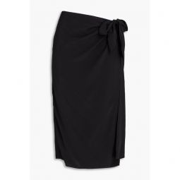 Wrap-effect crepe midi skirt