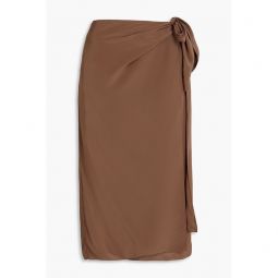 Wrap-effect crepe midi skirt
