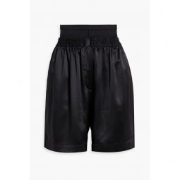 Mesh-paneled silk-satin shorts