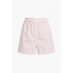 Crystal-embellished striped cotton-poplin shorts
