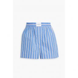 Crystal-embellished striped cotton-poplin shorts