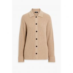 Ribbed merino wool and cashmere-blend cardigan