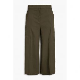 Cropped linen-blend wide-leg pants
