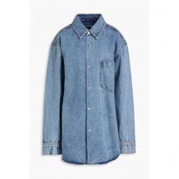 Oversized crystal-embellished denim shirt
